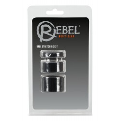 Rebel Ball - pénisz-, heregyűrű és nyújtó szett - (fekete)